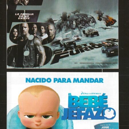 Cartelera mostrando los estrenos de Fast and Furious 8 y el Bebé Jefazo